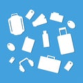 set of catchy labels and icons on travel theme  can be used as an icons or stickers for products design on web Royalty Free Stock Photo